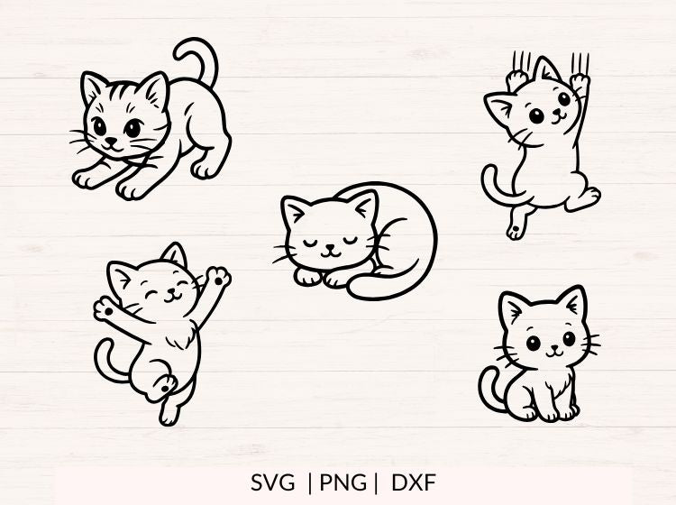 Kittens SVG Bundle | 10 Cute Cat Designs